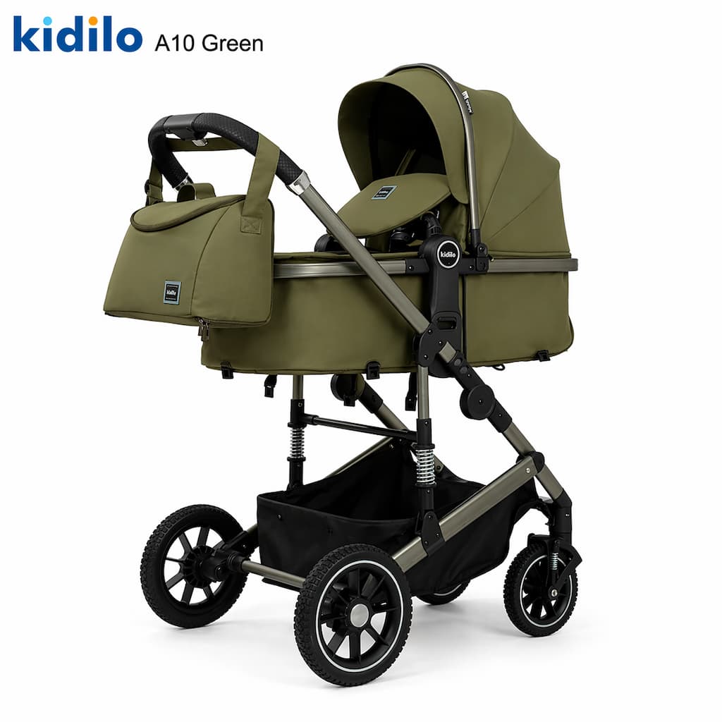 Poussette combinée kidilo a10 confortable et evolutive jusqu 36 mois VERT