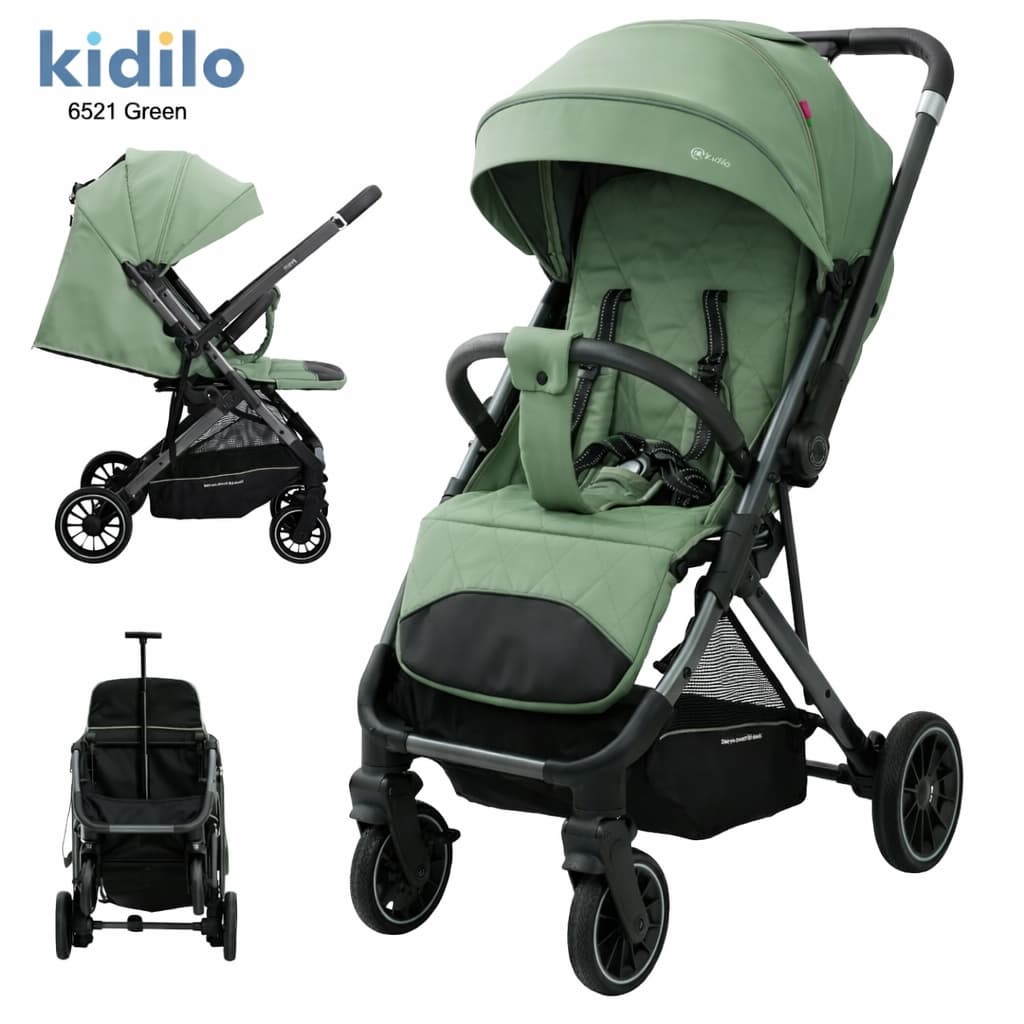 poussette pliable compacte Kidilo 6521 verte adaptée avion