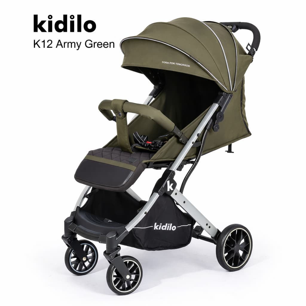 poussette compacte pliable voyage kidilo k12 vert armée