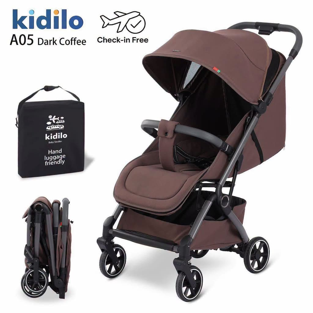 poussette cabine avion kidilo K05 dark coffee