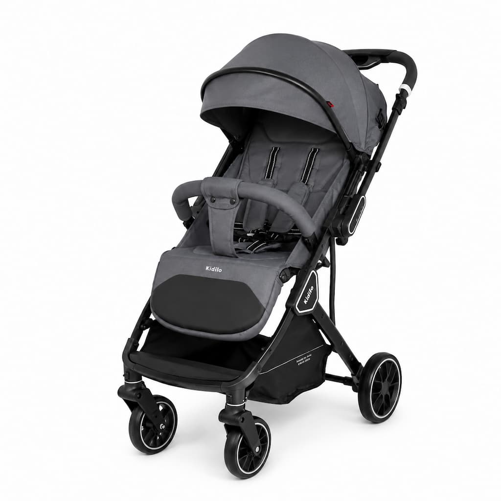 poussette compacte légère pliable kidilo k919 vue de 3/4