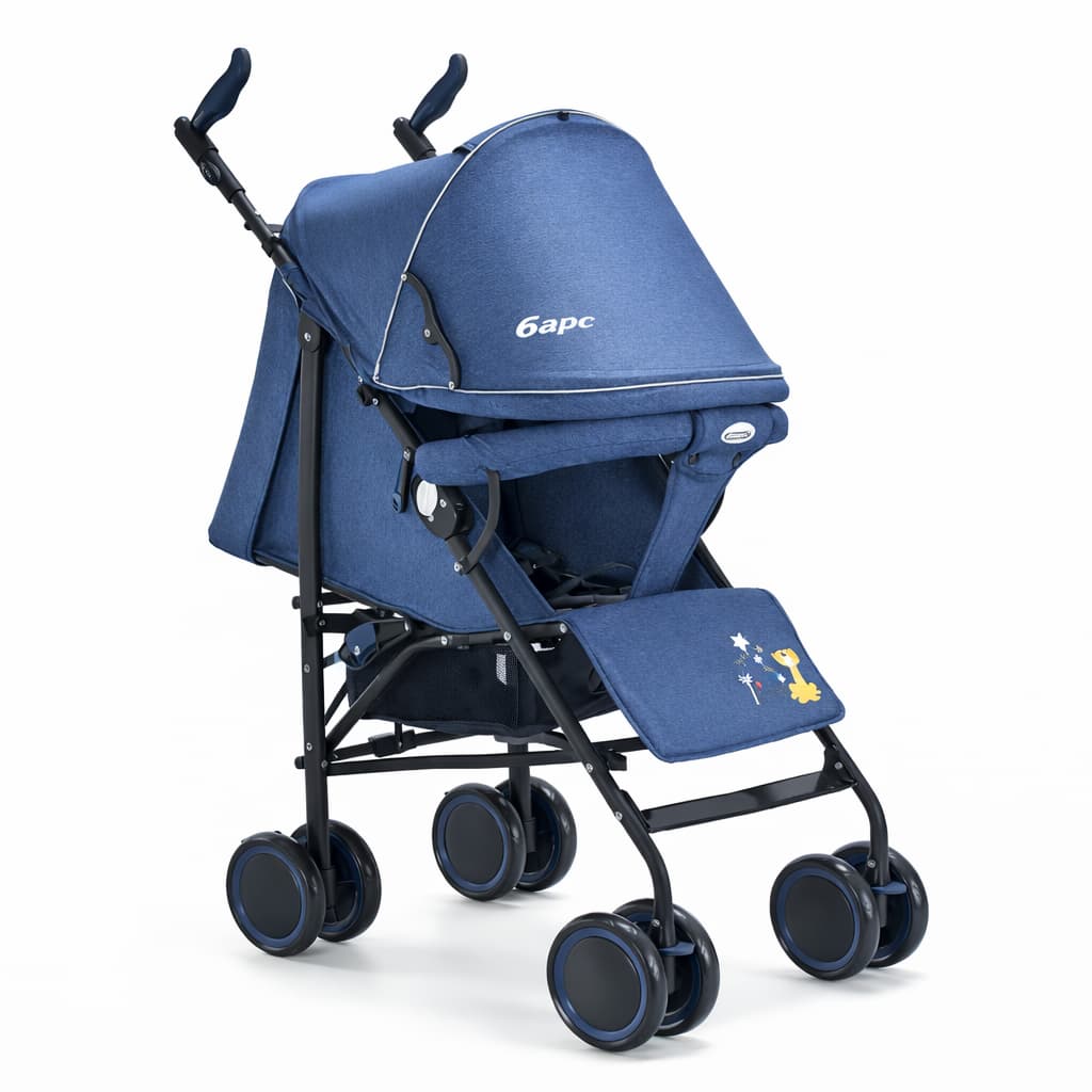Poussette canne compacte bébé légère et pliable bleu