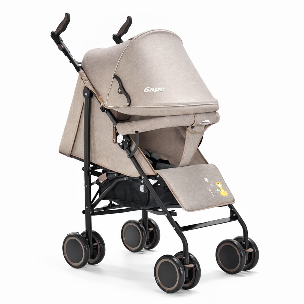 Poussette canne compacte bébé légère et pliable beige