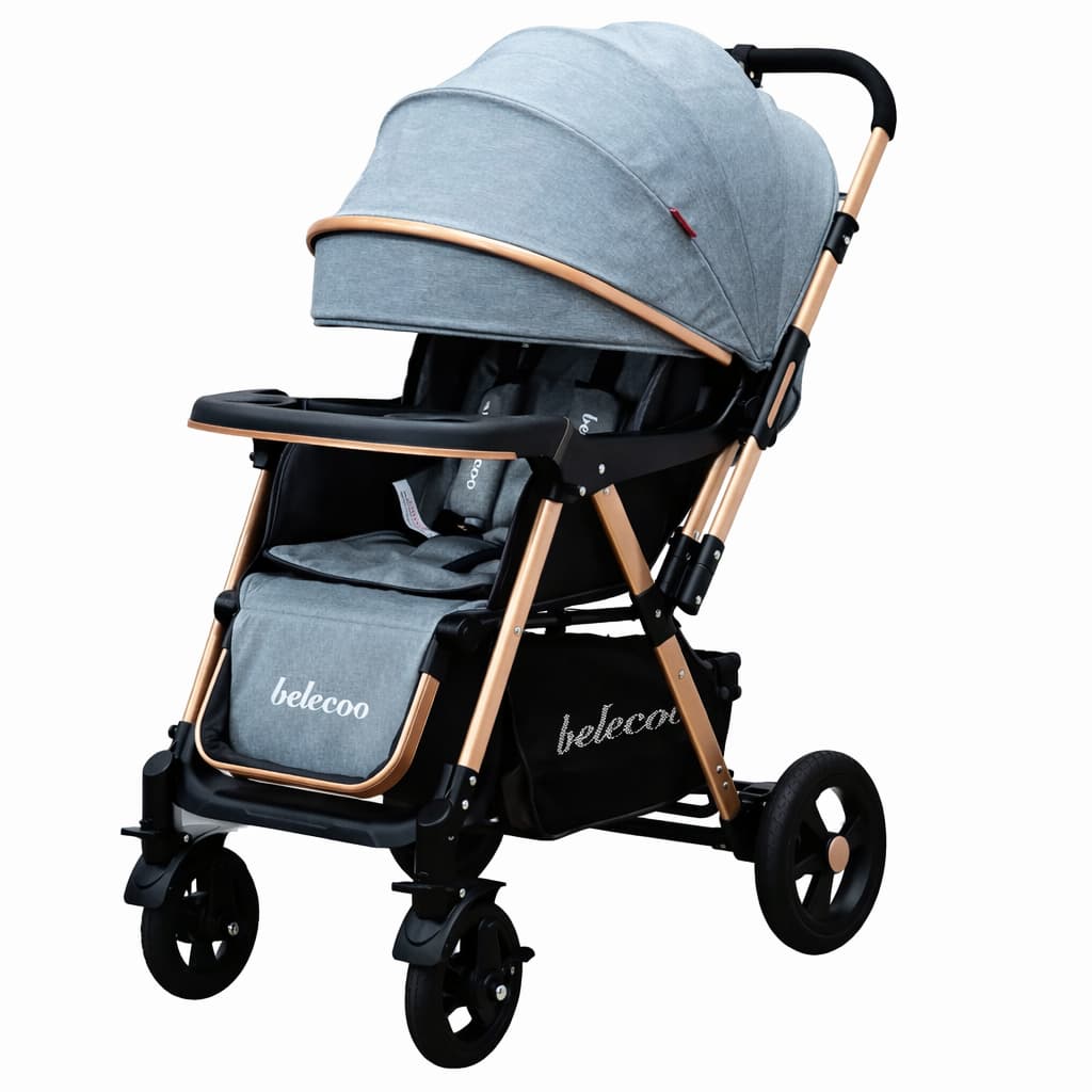 Poussette compacte pliable BELECOO 511 utilisation quotidienne bleu clair