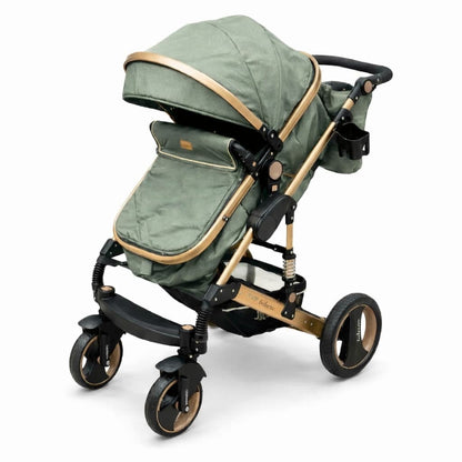 poussette combinée 2 en 1 belecoo q3 réversible vert et doré