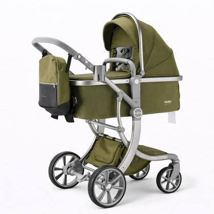 Poussette combinée KIDILO G606 khaki réversible avec landau bébé