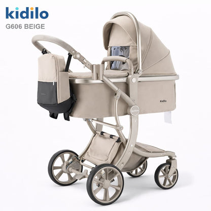 PPoussette combinée KIDILO G606 beige confortable dès la naissance