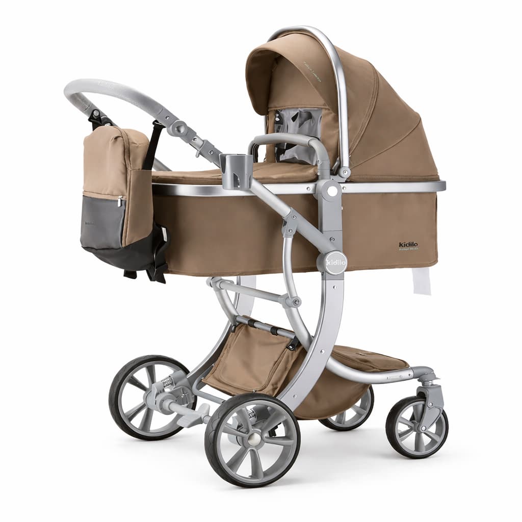 Poussette combinée KIDILO G606 marron landau et assise réversible