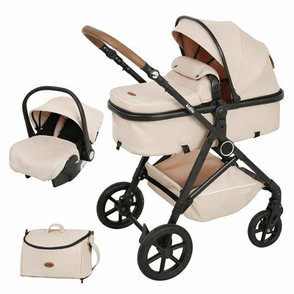 Poussette combinée KIDILO K08+C beige réversible dès la naissance