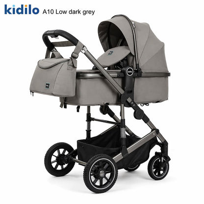 Poussette combinée bebe kidilo a10 position allongee confort naissance GRIS FONCE