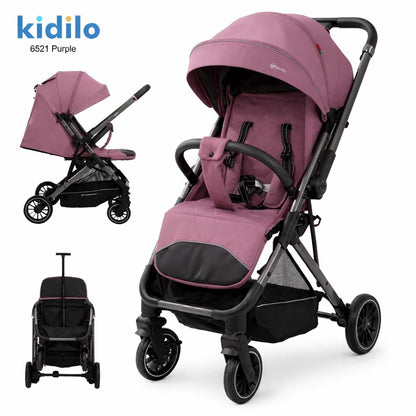 poussette compacte voyage bébé Kidilo 6521 violette légère