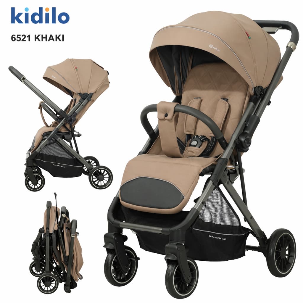poussette cabine avion bébé Kidilo 6521 khaki pliable compacte