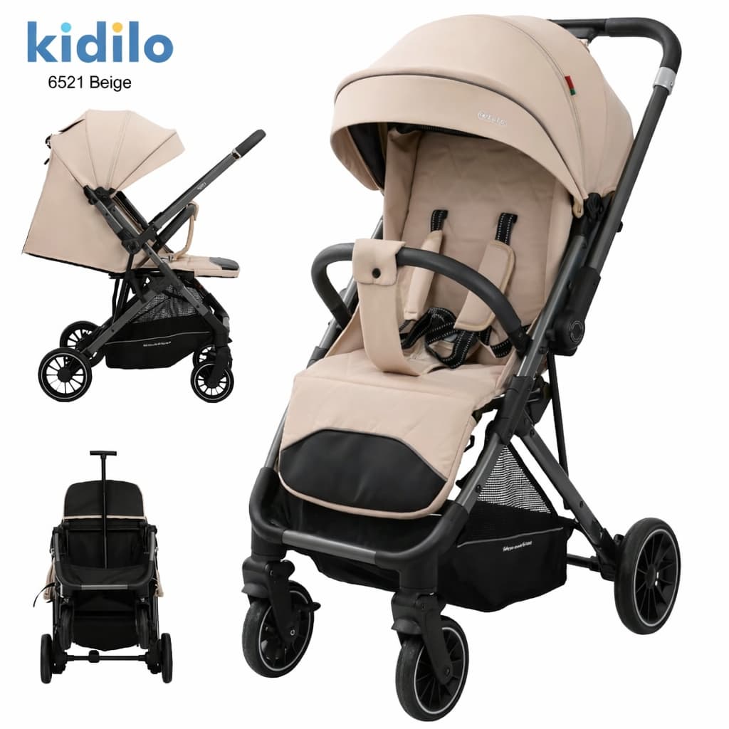 poussette valise compacte Kidilo 6521 beige légère pour voyage