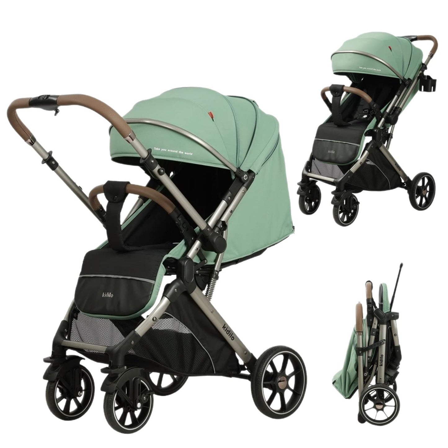 Poussette valise réversible KIDILO 6600 – confortable, maniable et compacte GREEN