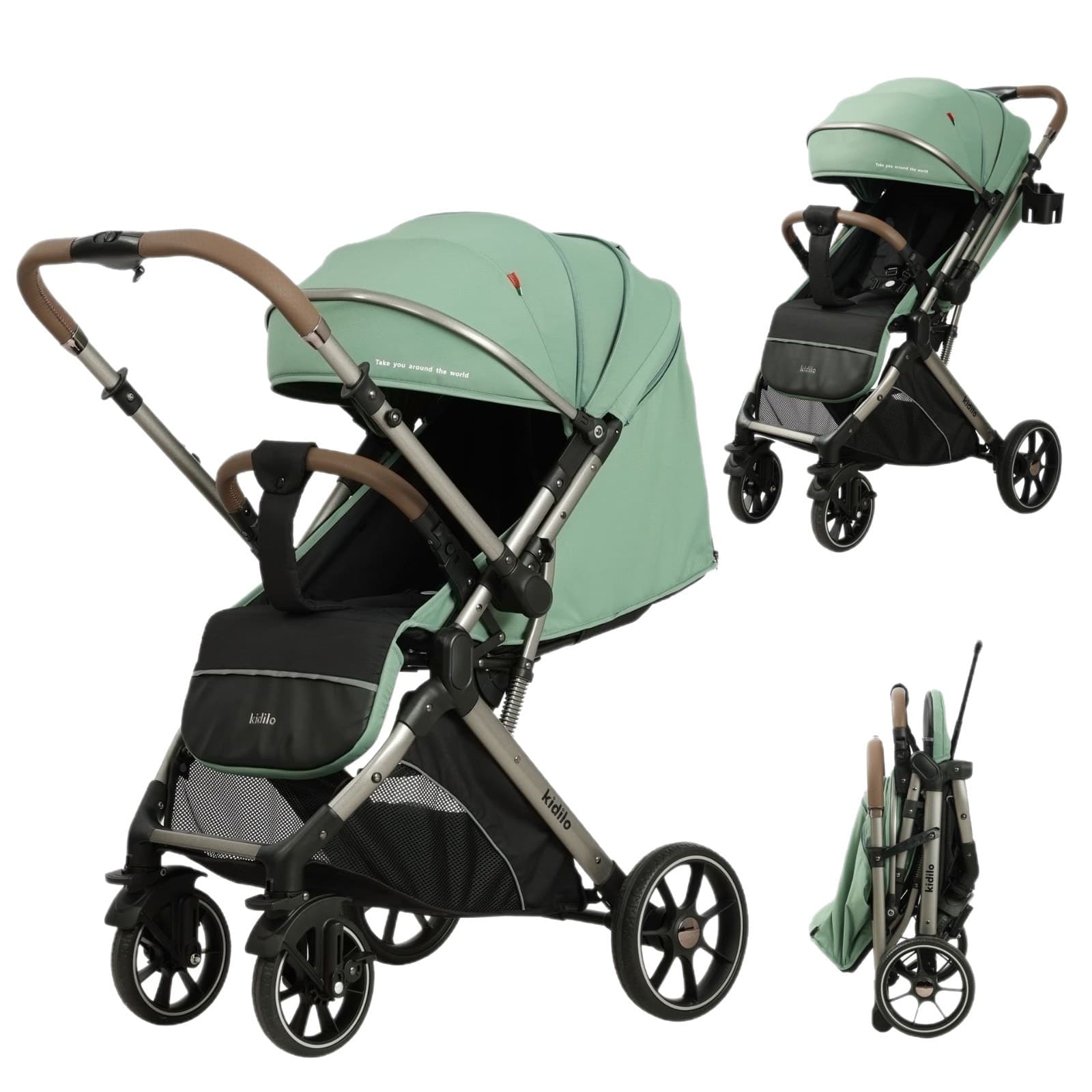 Poussette valise réversible KIDILO 6600 – confortable, maniable et compacte GREEN