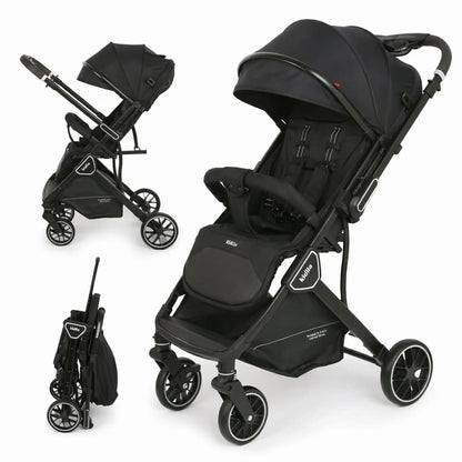Poussette poussette cabine avion kidilo k919 réversible pliée et dépliée noir