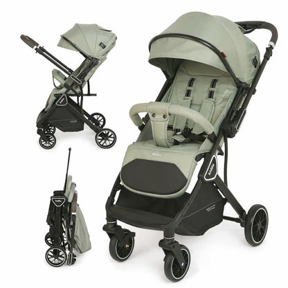 poussette cabine avion kidilo k919 vert sauge, teinte naturelle et apaisante