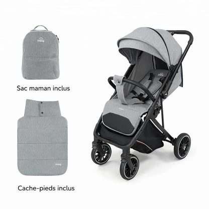 Poussette compacte PRIMA Quotidiano grise réversible pliable pour bébé