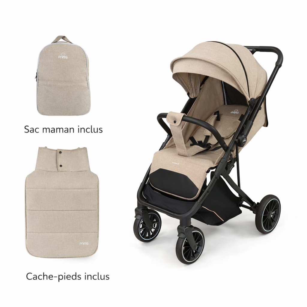 Poussette compacte PRIMA Quotidiano beige réversible pratique pour sorties