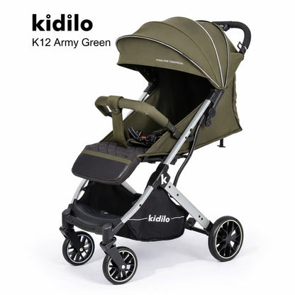 poussette compacte pliable voyage kidilo k12 vert armée