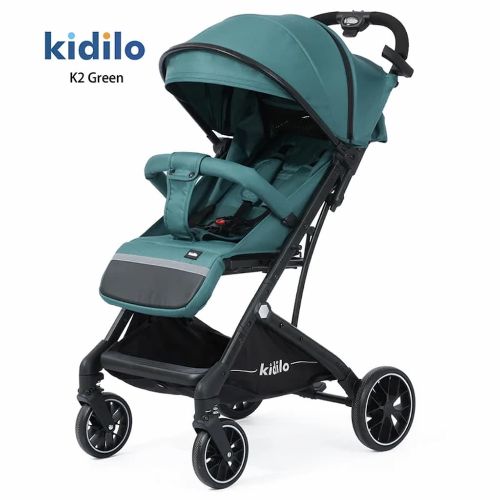 Poussette cabine avion compacte KIDILO K2 Air Travel verte légère et maniable