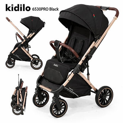 📋 poussette cabine avion Air Travel KIDILO 6530 PRO réversible vue 3/4 avant black
