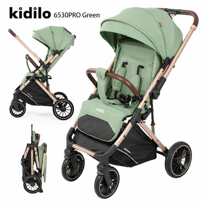 📋poussette cabine avion Air Travel KIDILO 6530 PRO réversible vue 3/4 avant green