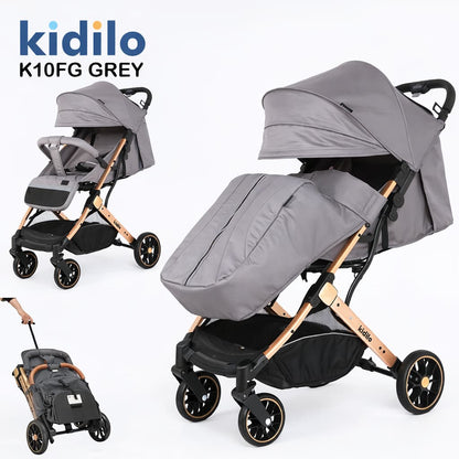 Poussette compacte KIDILO K10FG facile à transporter grise