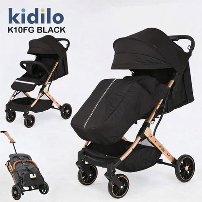 Poussette KIDILO K10FG pliable pour voyage bébé avec accessoires