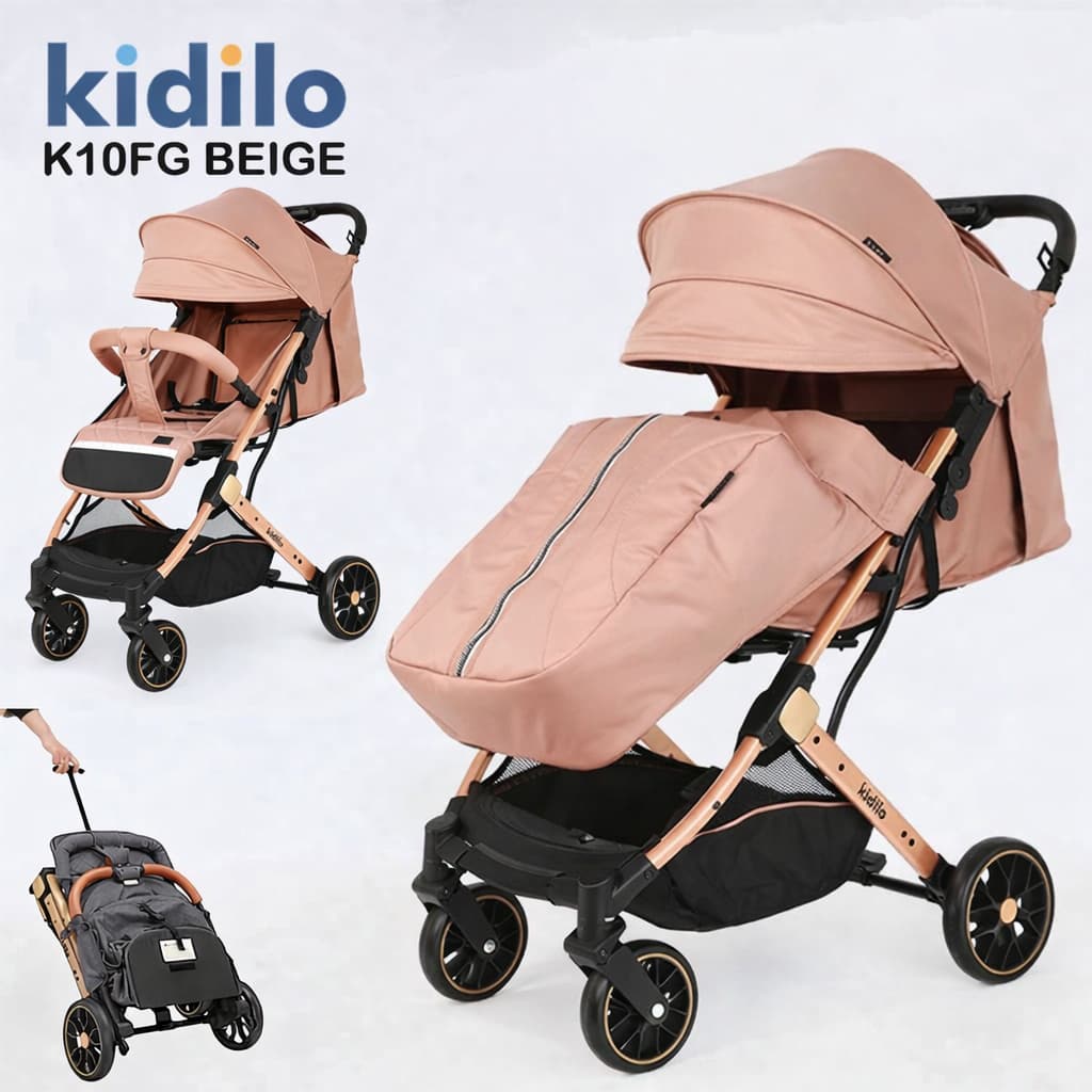 Poussette bébé KIDILO K10FG pratique et maniable rose