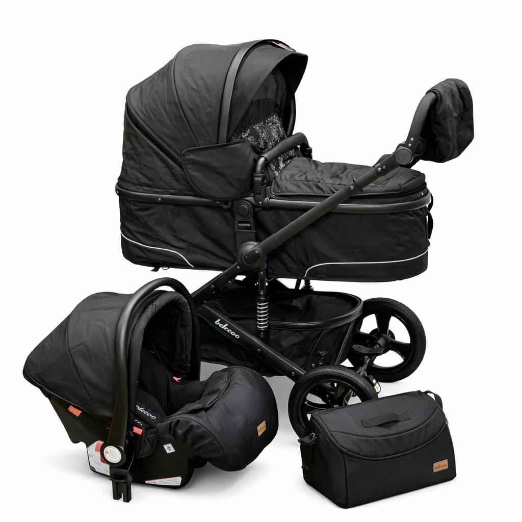 poussette combinée Bébé Belecoo Duo – Réversible Double Face Avec Accessoires et équipements