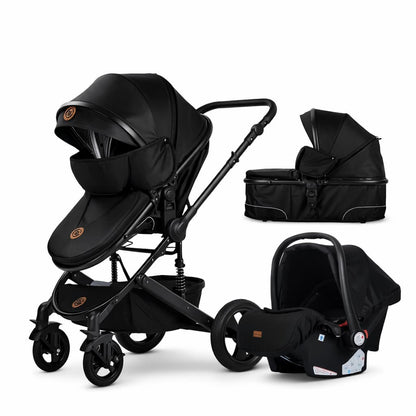 poussette combinée duo BELECOO 2 en 1 noire avec accessoires complète bébé