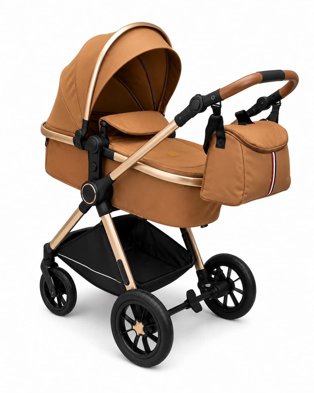 Poussette landau 2 en 1 Kidilo H2D vue trois quarts marron