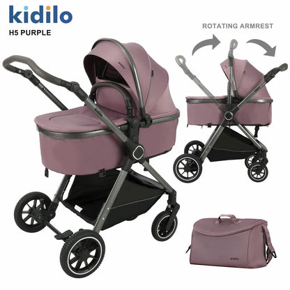 poussette combinée KIDILO H5 purple réversible confortable pour bébé