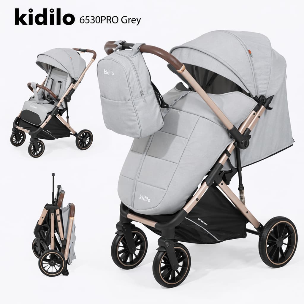 Poussette Kidilo 6530B Pro pliage valise cabine grise