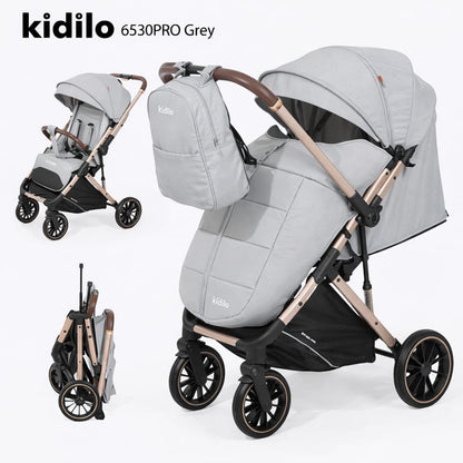 Poussette Kidilo 6530B Pro pliage valise cabine grise