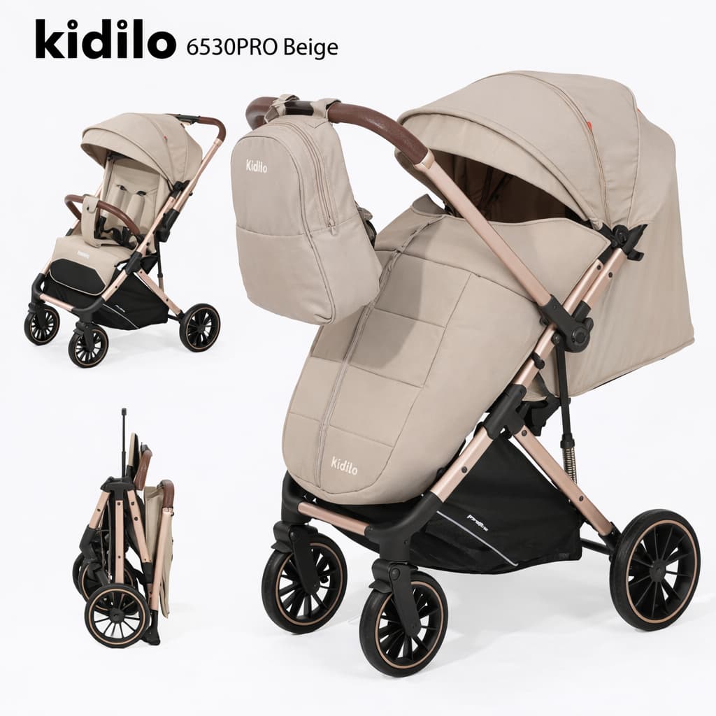 Poussette cabine avion Kidilo 6530B Pro légère beige